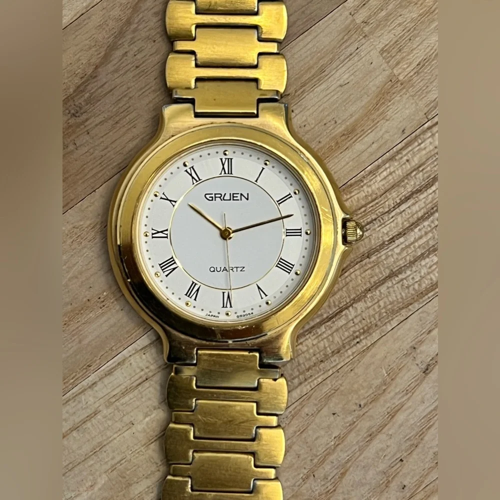 Gruen Men’s Watch White Dial Gold-Tone Stainless Bracelet